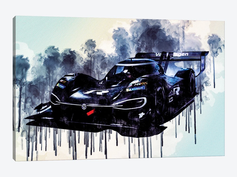 Volkswagen Id R Pikes Peak 2018 Electric Race Car Supercar German Sports Cars by Sissy Angelastro 1-piece Canvas Art Print