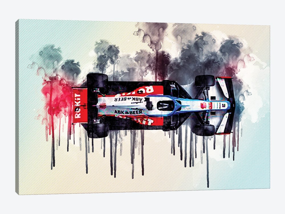 Williams Fw43 Minimalism Top View 2020 F1 Cars Formula 1 by Sissy Angelastro 1-piece Canvas Art