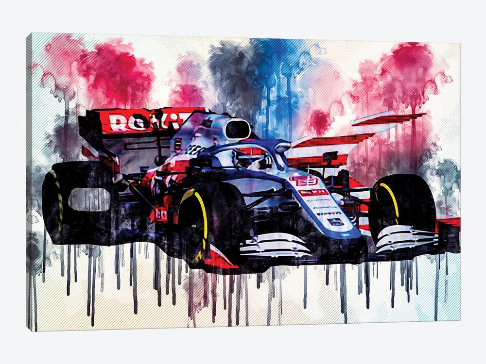 Williams Fw43 On Track Raceway 2020 F1 Cars Formula 1 by Sissy Angelastro 1-piece Canvas Art Print