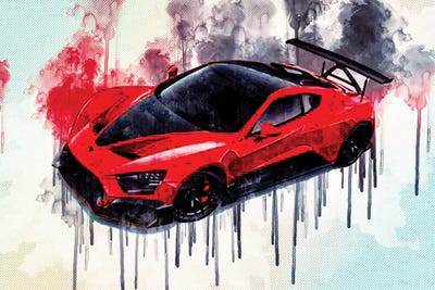 Zenvo Tsr-S 2019 Hypercar Top View Red Sports Racing Car New Red by Sissy Angelastro art print