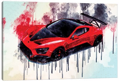 Zenvo Tsr-S 2019 Hypercar Top View Red Sports Racing Car New Red Canvas Art Print - Sissy Angelastro
