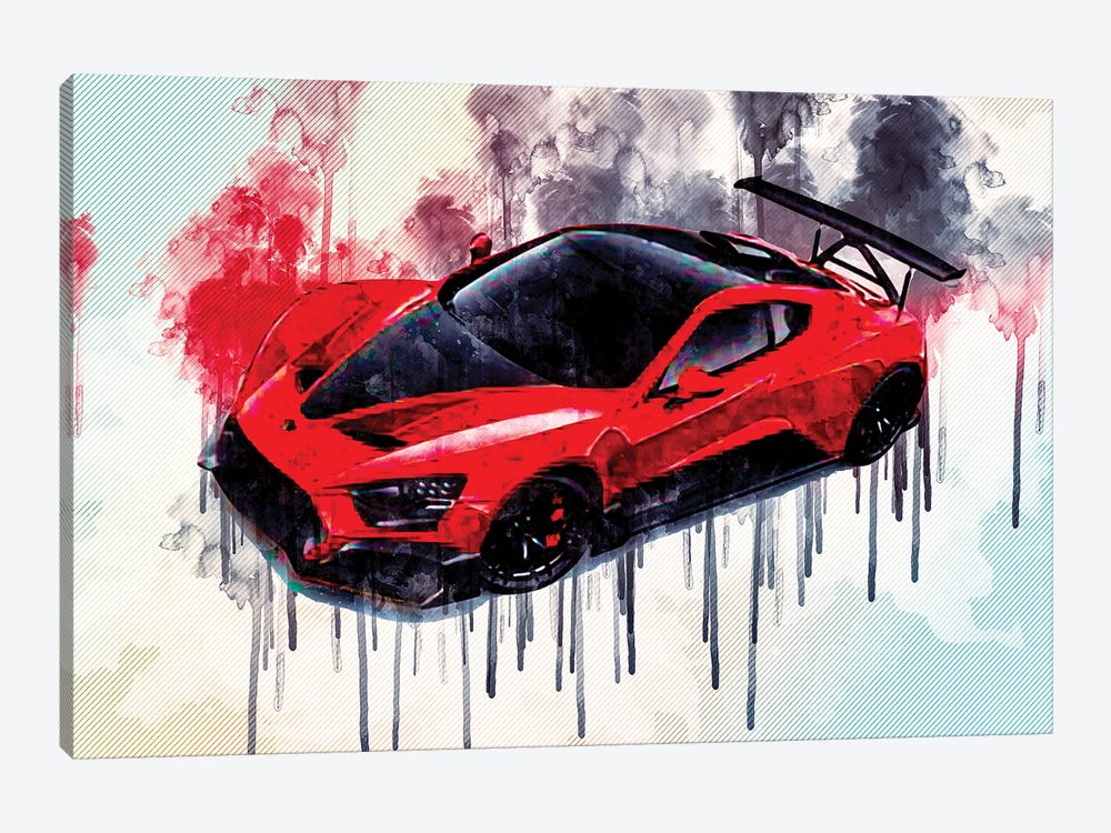 Zenvo Tsr-S 2019 Hypercar Top View Red Sports Racing Car New Red by Sissy Angelastro 1-piece Canvas Art Print