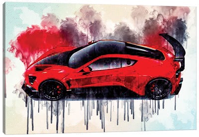 Zenvo Tsr-S 2019 View From Above Red Hypercar New Sports Cars Canvas Art Print - Sissy Angelastro