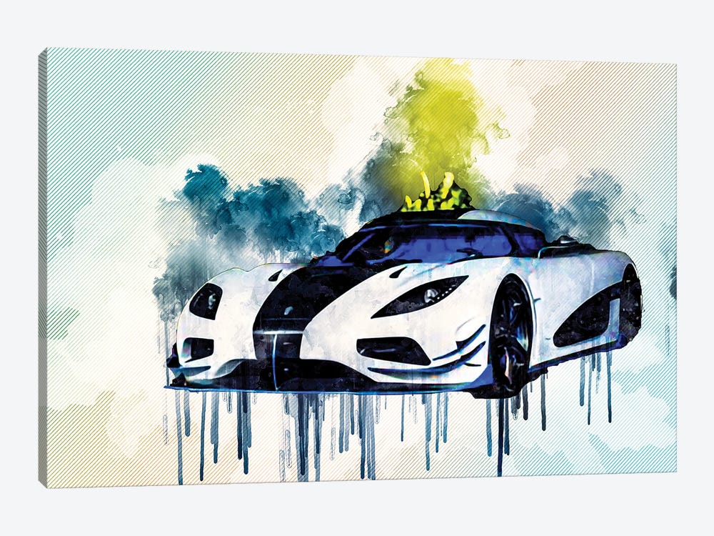 Koenigsegg Agera Hypercar Sports Cars Tuning White by Sissy Angelastro 1-piece Canvas Art Print