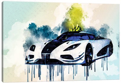 Koenigsegg Agera Hypercar Sports Cars Tuning White Canvas Art Print - Sissy Angelastro