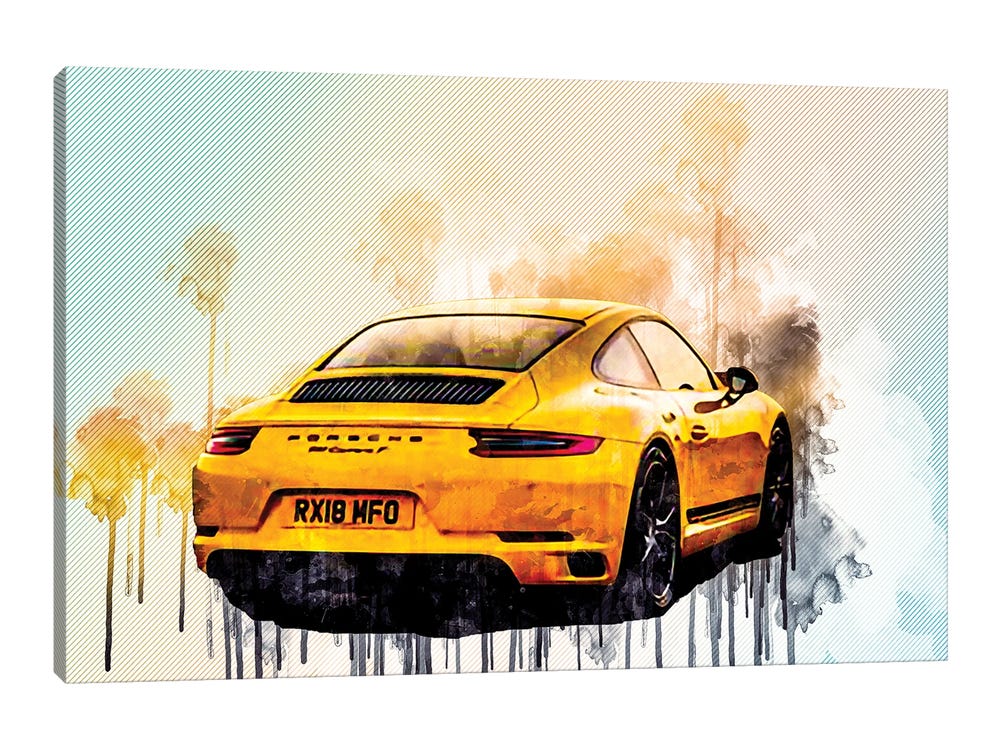Porsche 911 RS Yellow Limited Poster