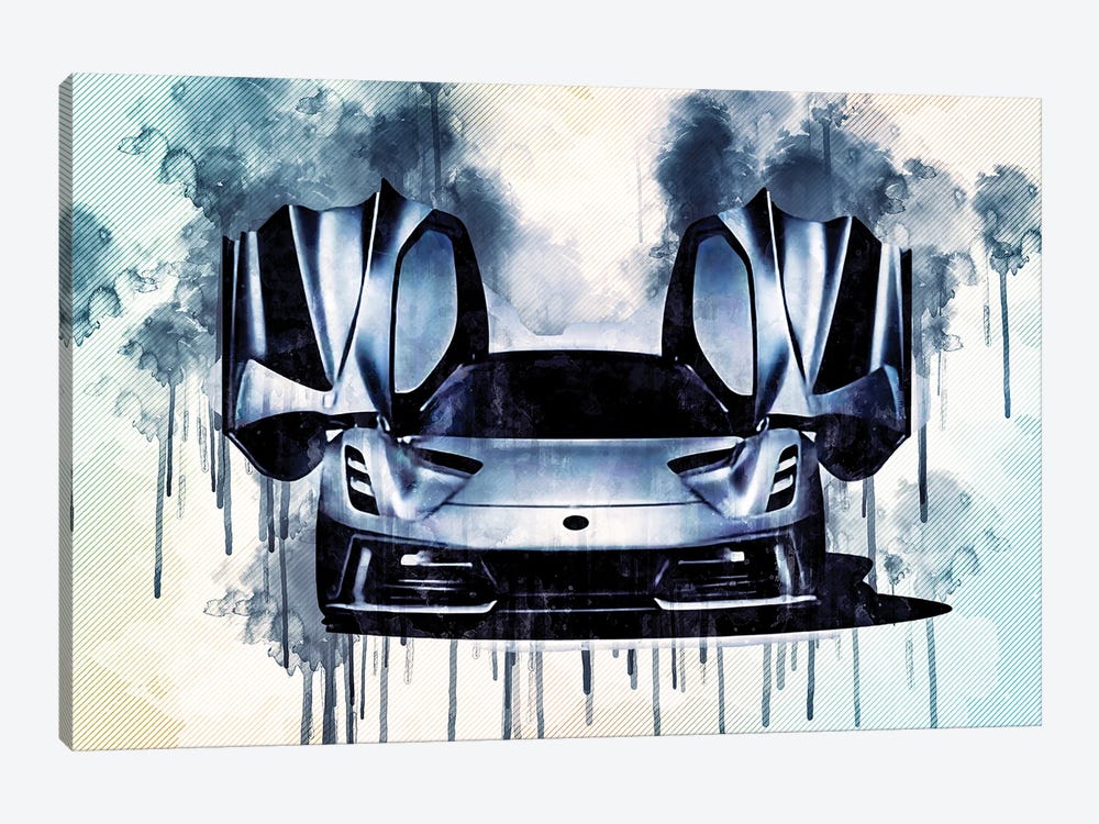 2020 Lotus Evija Electric Hypercar Exterior Front View by Sissy Angelastro 1-piece Canvas Wall Art