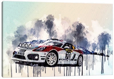 Porsche Cayman Gt4 Clubsport 2019 Racing Car Winter Snow Rally Tuning German Sports Cars Canvas Art Print - Porsche
