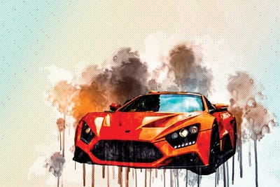 Zenvo St1 2017 Orange Sports Coupe Hypercar Sportcar Monaco by Sissy Angelastro art print