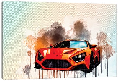 Zenvo St1 2017 Orange Sports Coupe Hypercar Sportcar Monaco Canvas Art Print - Sissy Angelastro