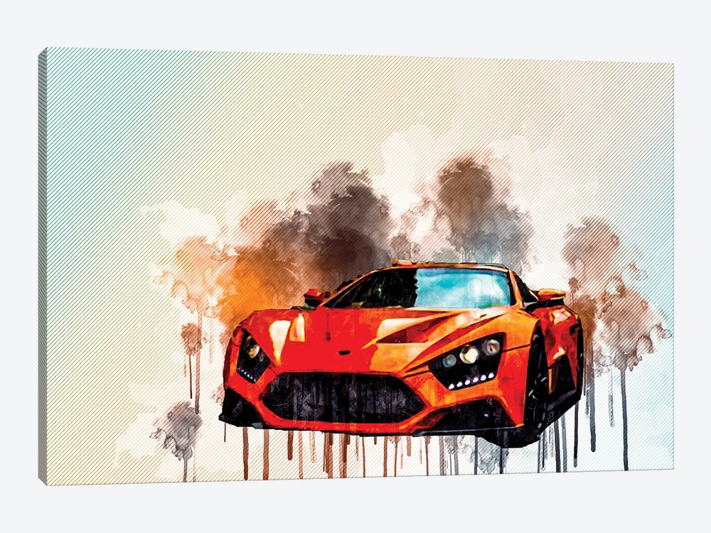 Zenvo St1 2017 Orange Sports Coupe Hypercar Sportcar Monaco by Sissy Angelastro 1-piece Canvas Art
