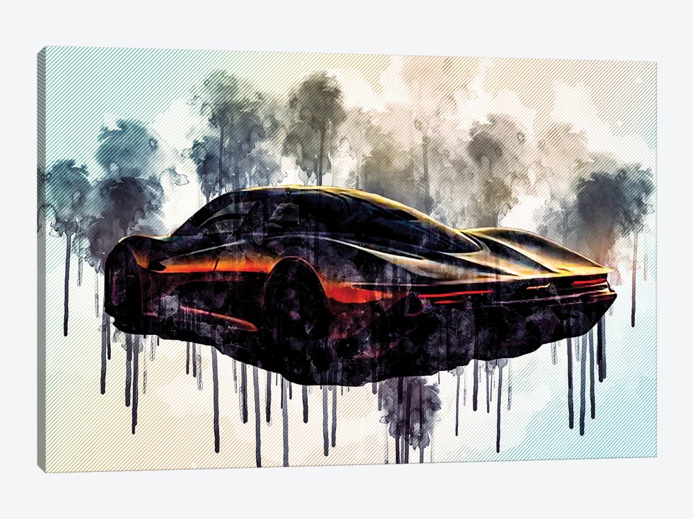 2020 Mclaren Speedtail Exterior Rear View Hypercar by Sissy Angelastro 1-piece Canvas Print