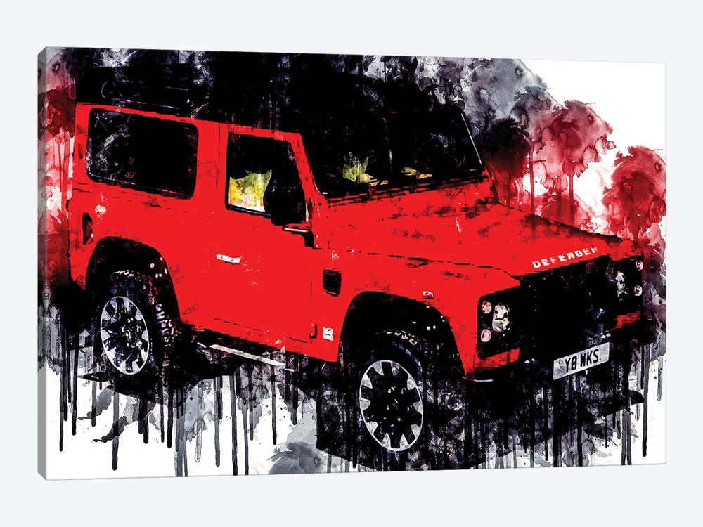 Cars210 Land Rover Defender Beach Canvas Art Ready to Hang Picture Print 