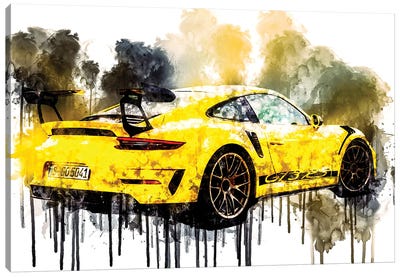 Car 2018 Porsche 911 GT3 RS Weissach Package Canvas Art Print - Cars By Brand