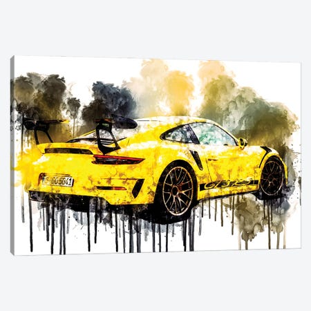 Car 2018 Porsche 911 GT3 RS Weissach Package Canvas Print #SSY225} by Sissy Angelastro Canvas Wall Art