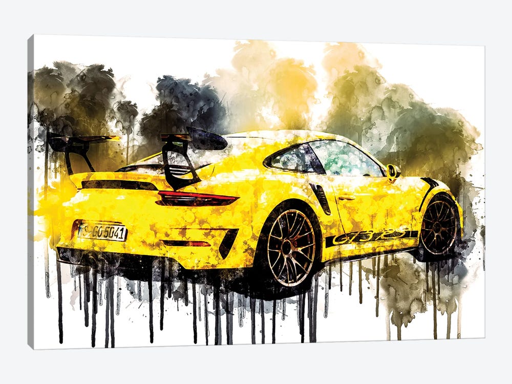 Car 2018 Porsche 911 GT3 RS Weissach Package by Sissy Angelastro 1-piece Canvas Wall Art
