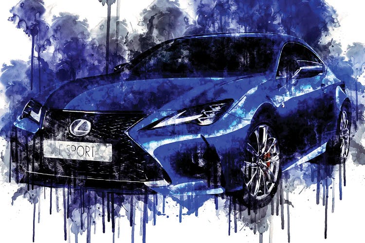 Car 2019 Lexus RC 350 F Sport Cars Watercolor Painting Colorful Art