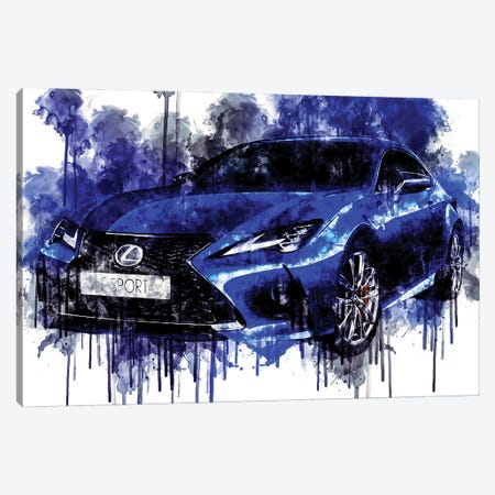 Car 2019 Lexus RC 350 F Sport Cars Watercolor Painting Colorful Art Canvas Print #SSY239} by Sissy Angelastro Canvas Artwork