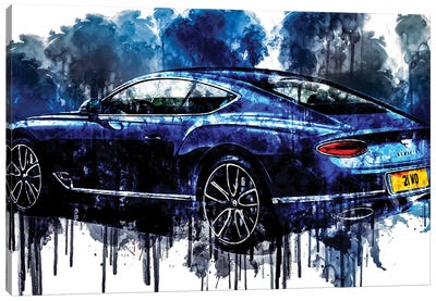 Car 2017 Bentley Continental GT Rear Canvas Art Print - Sissy Angelastro