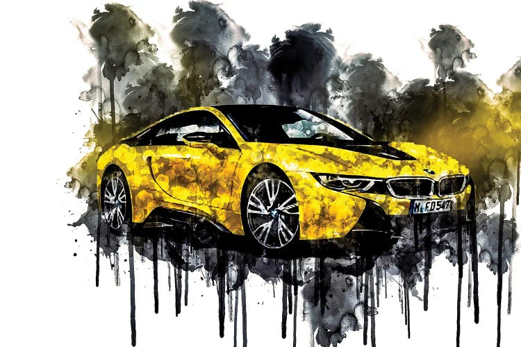 Car 2017 BMW i8 Frozen Yellow Edition by Sissy Angelastro wall art