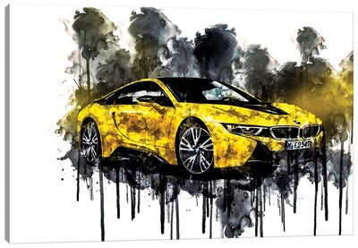 Car 2017 BMW i8 Frozen Yellow Edition Canvas Art Print - BMW