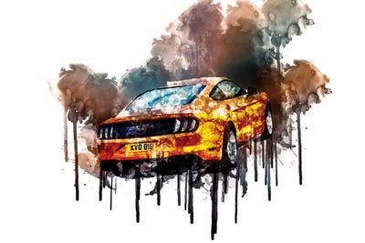 Car 2017 Ford Mustang GT Fastback by Sissy Angelastro multi panel art