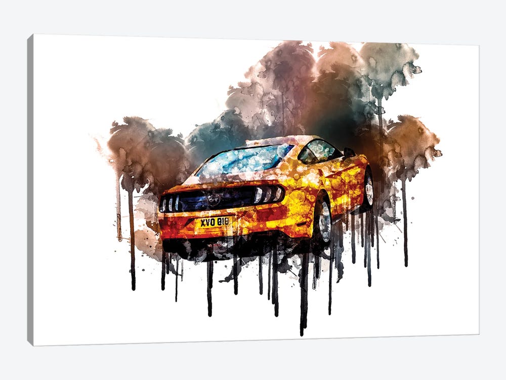 Car 2017 Ford Mustang GT Fastback by Sissy Angelastro 1-piece Canvas Art Print