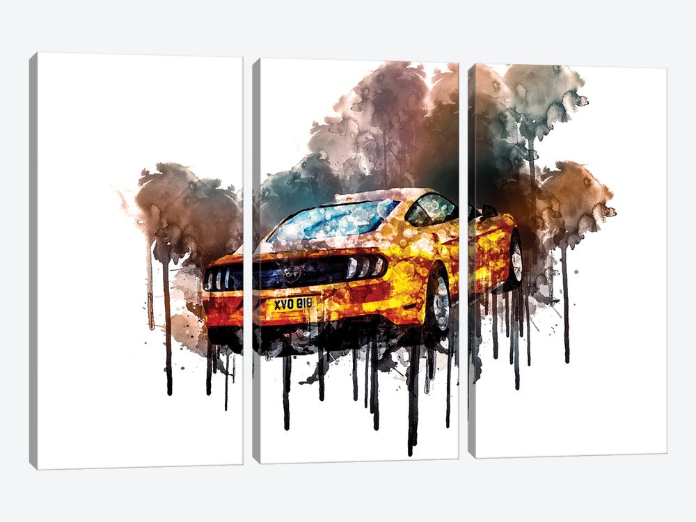 Car 2017 Ford Mustang GT Fastback by Sissy Angelastro 3-piece Art Print