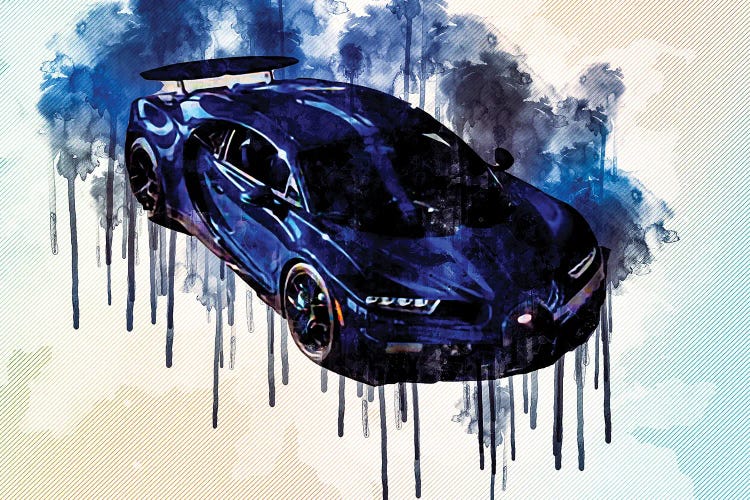 2021 Bugatti Chiron Pur Sport Blue Hypercar Exterior by Sissy Angelastro wall art