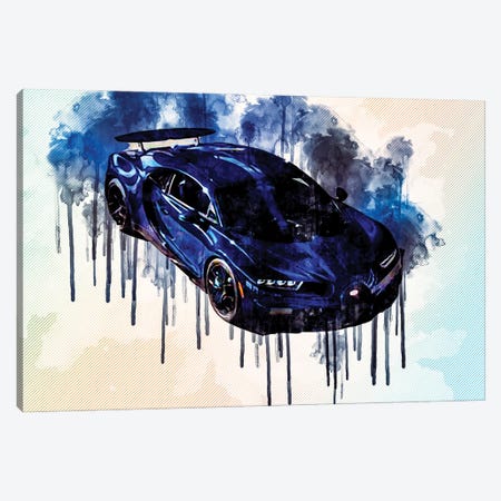 2021 Bugatti Chiron Pur Sport Blue Hypercar Exterior Canvas Print #SSY26} by Sissy Angelastro Canvas Art