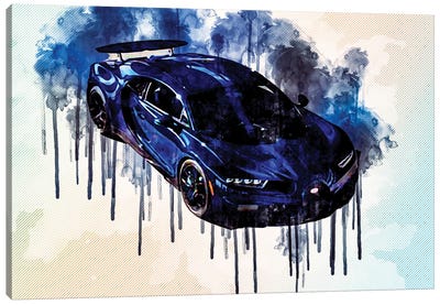 2021 Bugatti Chiron Pur Sport Blue Hypercar Exterior Canvas Art Print - Sissy Angelastro