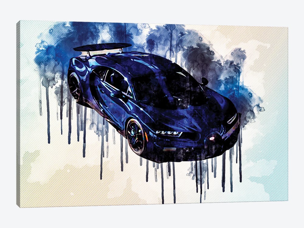 2021 Bugatti Chiron Pur Sport Blue Hypercar Exterior by Sissy Angelastro 1-piece Canvas Print