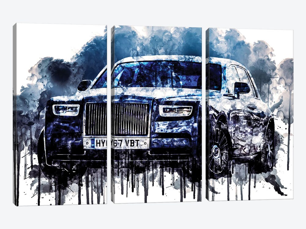 Car 2017 Rolls Royce Phantom by Sissy Angelastro 3-piece Canvas Wall Art