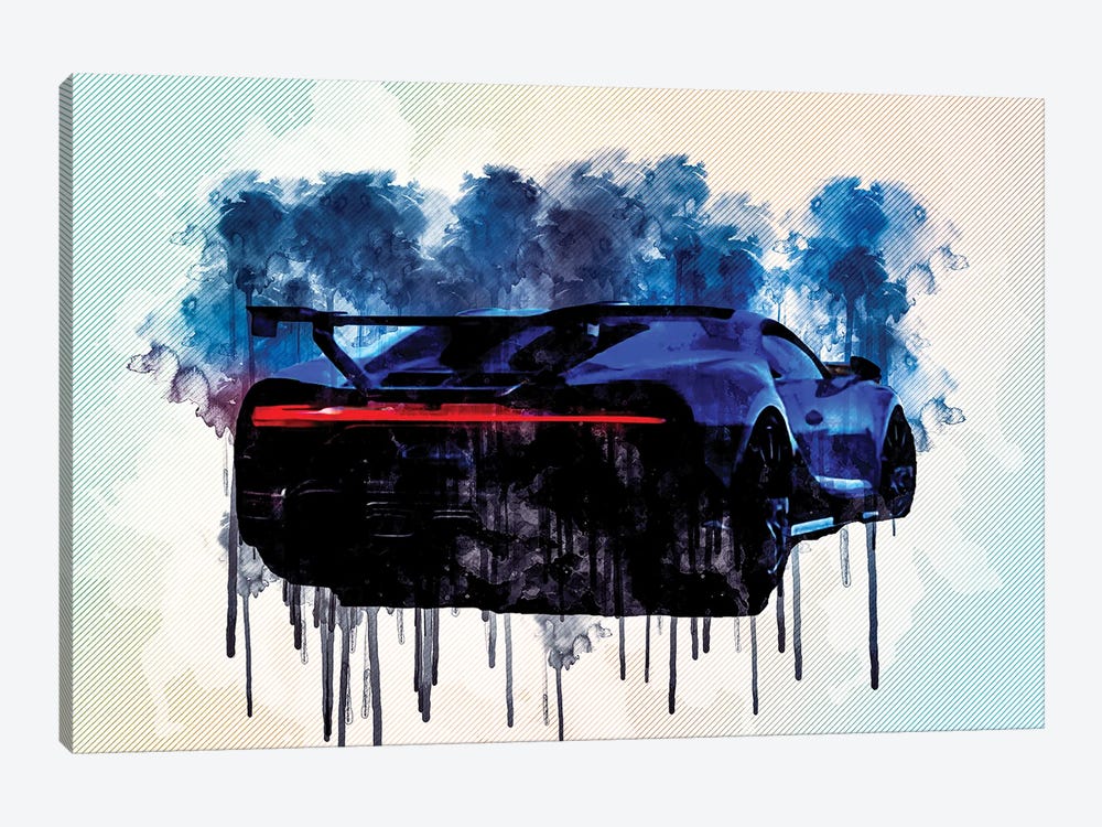 2021 Bugatti Chiron Pur Sport Ear View Exterior Hypercar by Sissy Angelastro 1-piece Art Print