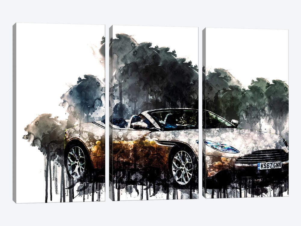 Car 2018 Aston Martin DB11 V8 Volante by Sissy Angelastro 3-piece Canvas Wall Art