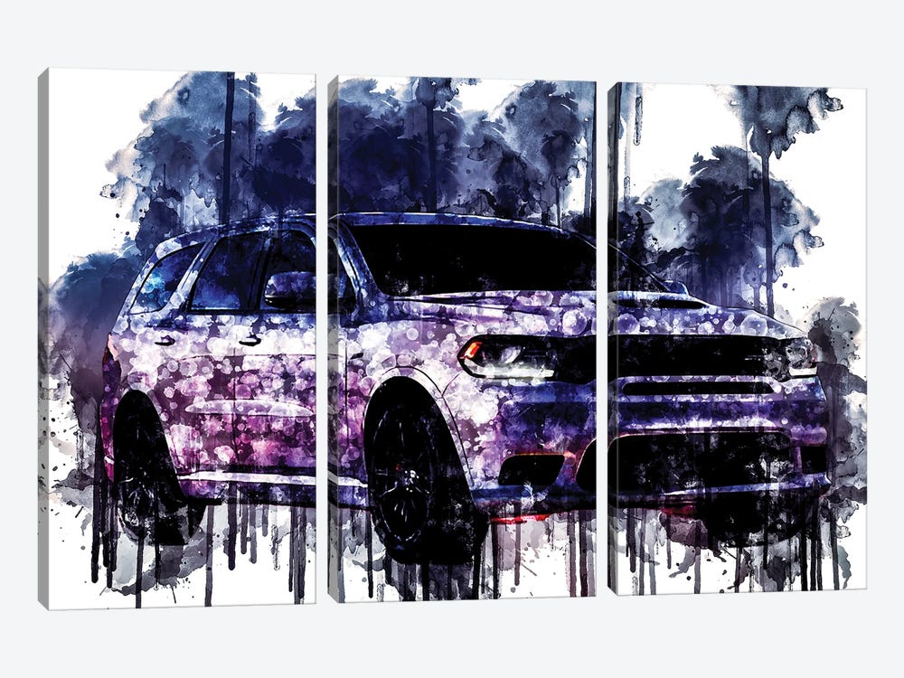 Car 2018 Dodge Durango SRT by Sissy Angelastro 3-piece Canvas Print