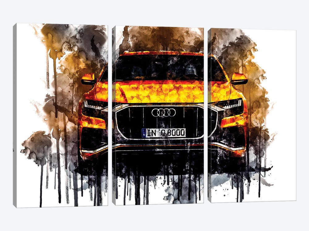 Car 2018 Audi Q8 50 TDI Quattro S Line by Sissy Angelastro 3-piece Canvas Artwork