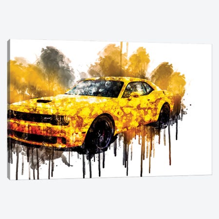 Car 2018 Dodge Challenger SRT Hellcat Widebody Canvas Print #SSY299} by Sissy Angelastro Canvas Wall Art
