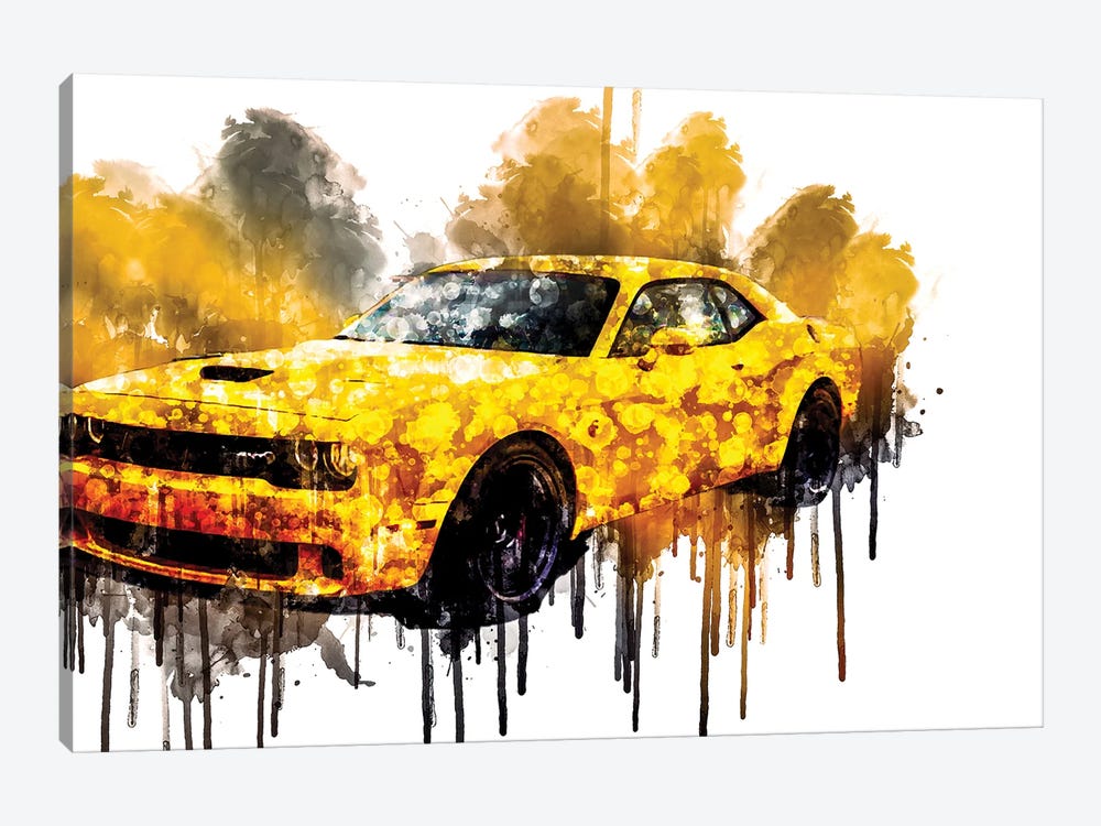 Car 2018 Dodge Challenger SRT Hellcat Widebody by Sissy Angelastro 1-piece Art Print