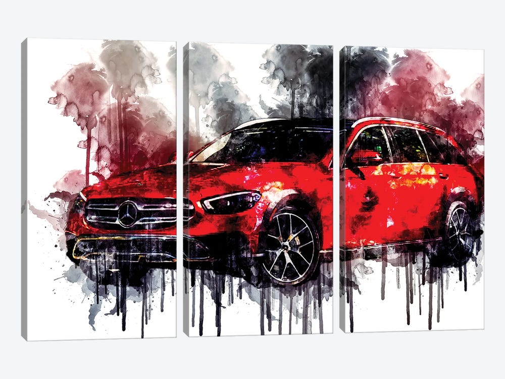 Car 2021 Mercedes-Benz E 450 4Matic All-Terrain by Sissy Angelastro 3-piece Canvas Wall Art