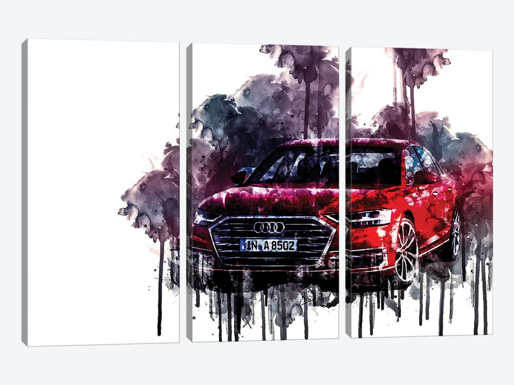 Car 2017 Audi A8 TDI Quattro by Sissy Angelastro 3-piece Canvas Art Print