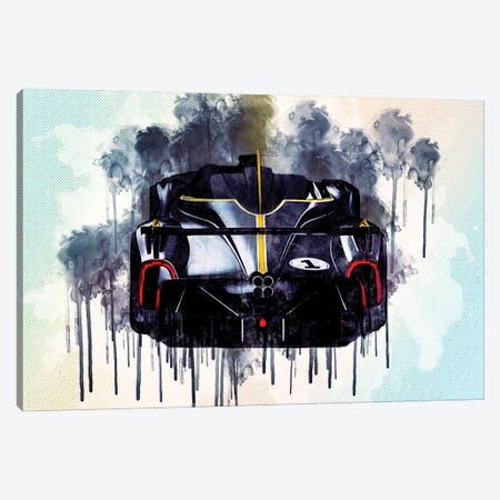 2021 Pagani Huayra R Rear View Exterior Black Hypercar Canvas Print #SSY32} by Sissy Angelastro Canvas Artwork