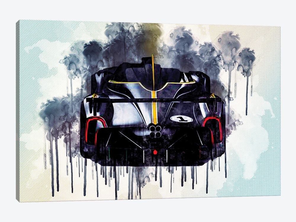 2021 Pagani Huayra R Rear View Exterior Black Hypercar by Sissy Angelastro 1-piece Canvas Art