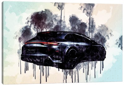 2021 Techart Grandgt Porsche Panamera Rear View Exterior Canvas Art Print - Porsche