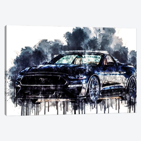 Canvas Picture Canvas Print Wall Art Teal Ford Mustang USA NR 3466 