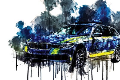 2017 BMW 530D XDrive Touring Polizei by Sissy Angelastro framed wall art