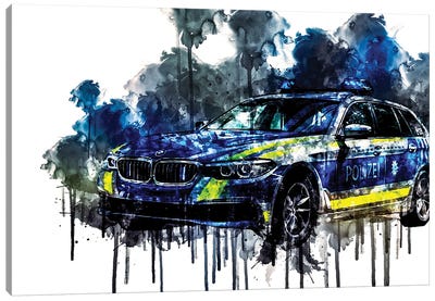 2017 BMW 530D XDrive Touring Polizei Canvas Art Print - BMW