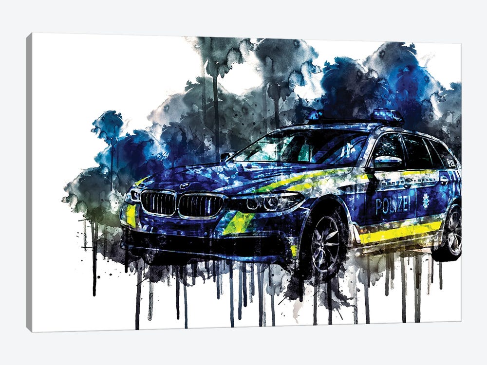 2017 BMW 530D XDrive Touring Polizei by Sissy Angelastro 1-piece Canvas Art