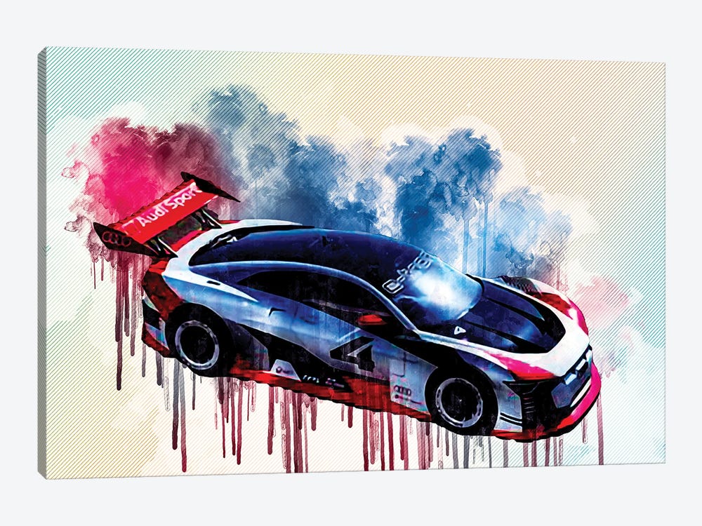 2018 Audi E-Tron Vision Gran Turismo Race Car by Sissy Angelastro 1-piece Canvas Art