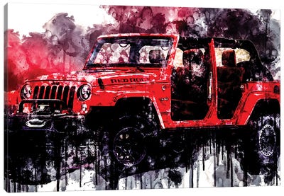 2017 Jeep Wrangler Red Rock Edition Canvas Art Print - Sissy Angelastro